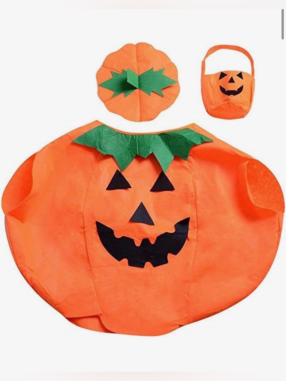 Baby/Toddler Pumpkin Costume Set - Orange Pumpkin Tunic, Hat & Treat Bag